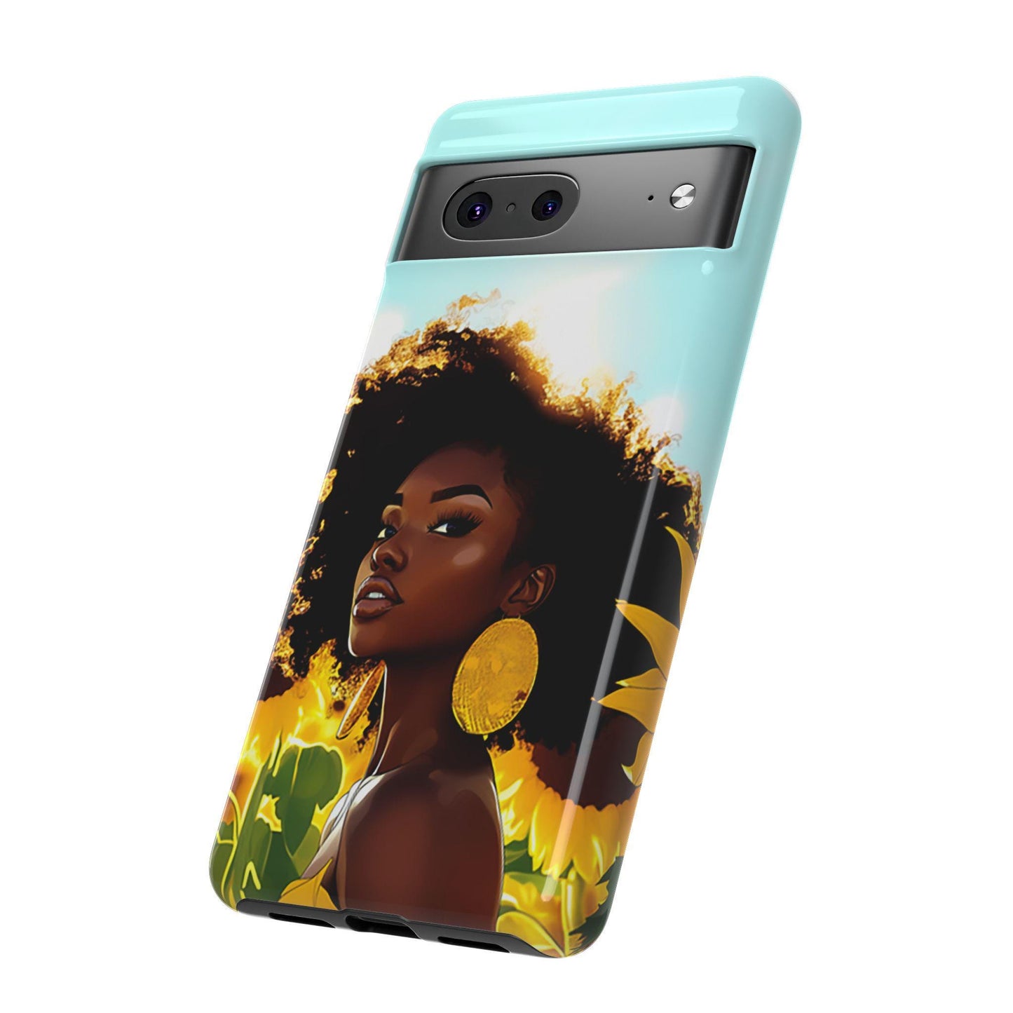 Black Woman Sunflower Phone Case: Afrocentric Protective Cover