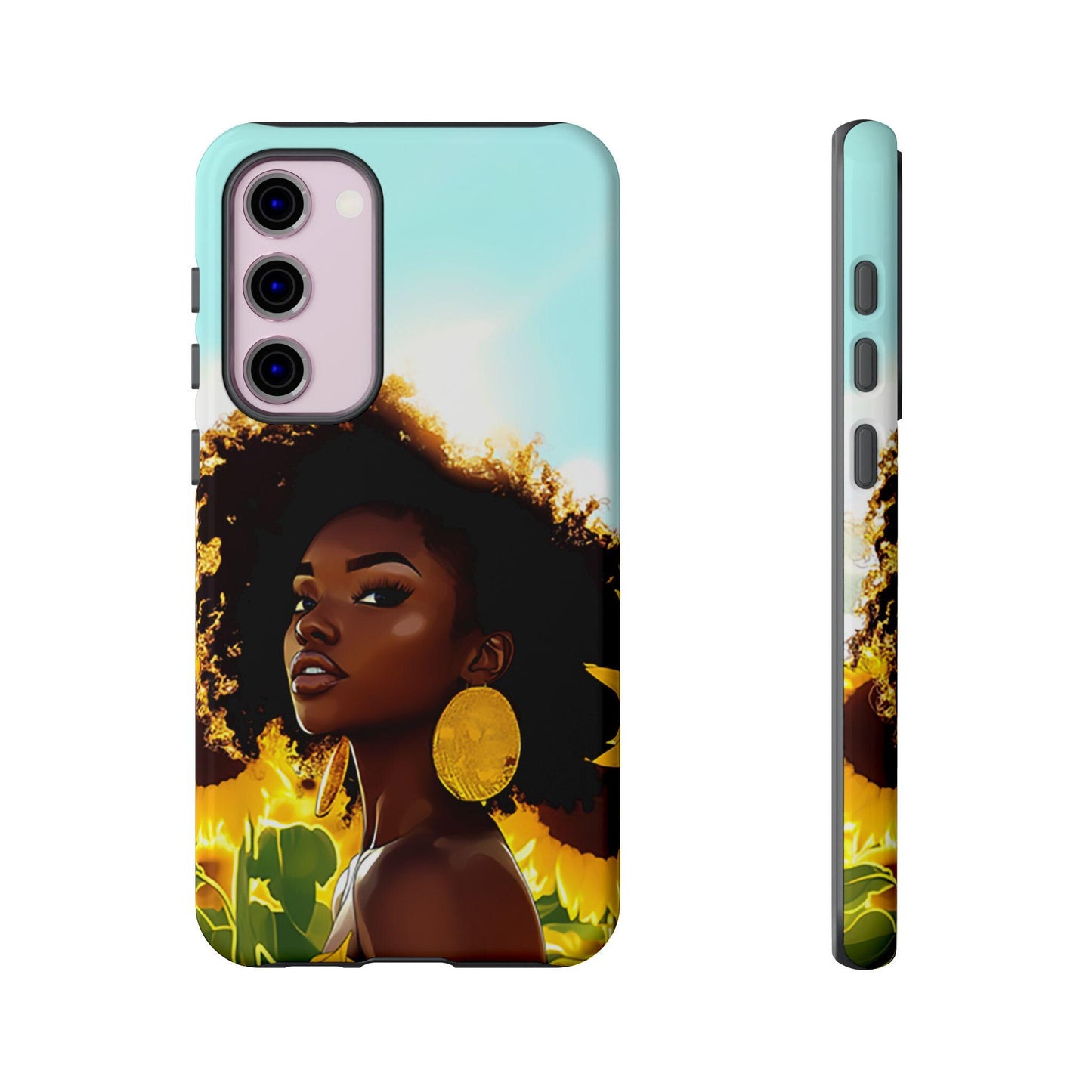 Black Woman Sunflower Phone Case: Afrocentric Protective Cover