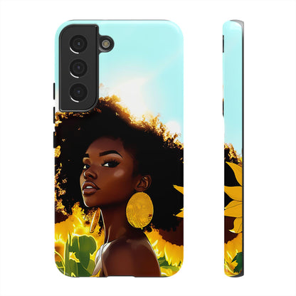 Black Woman Sunflower Phone Case: Afrocentric Protective Cover