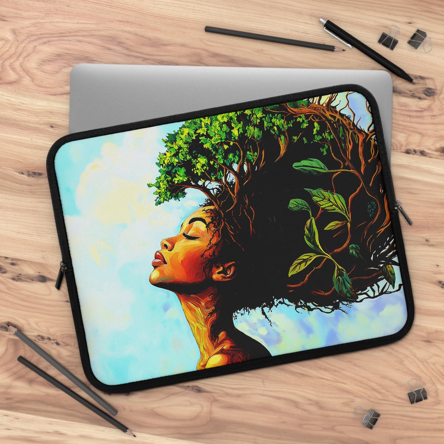 Mother Earth African American Woman Laptop Sleeve: Protective Tech Case