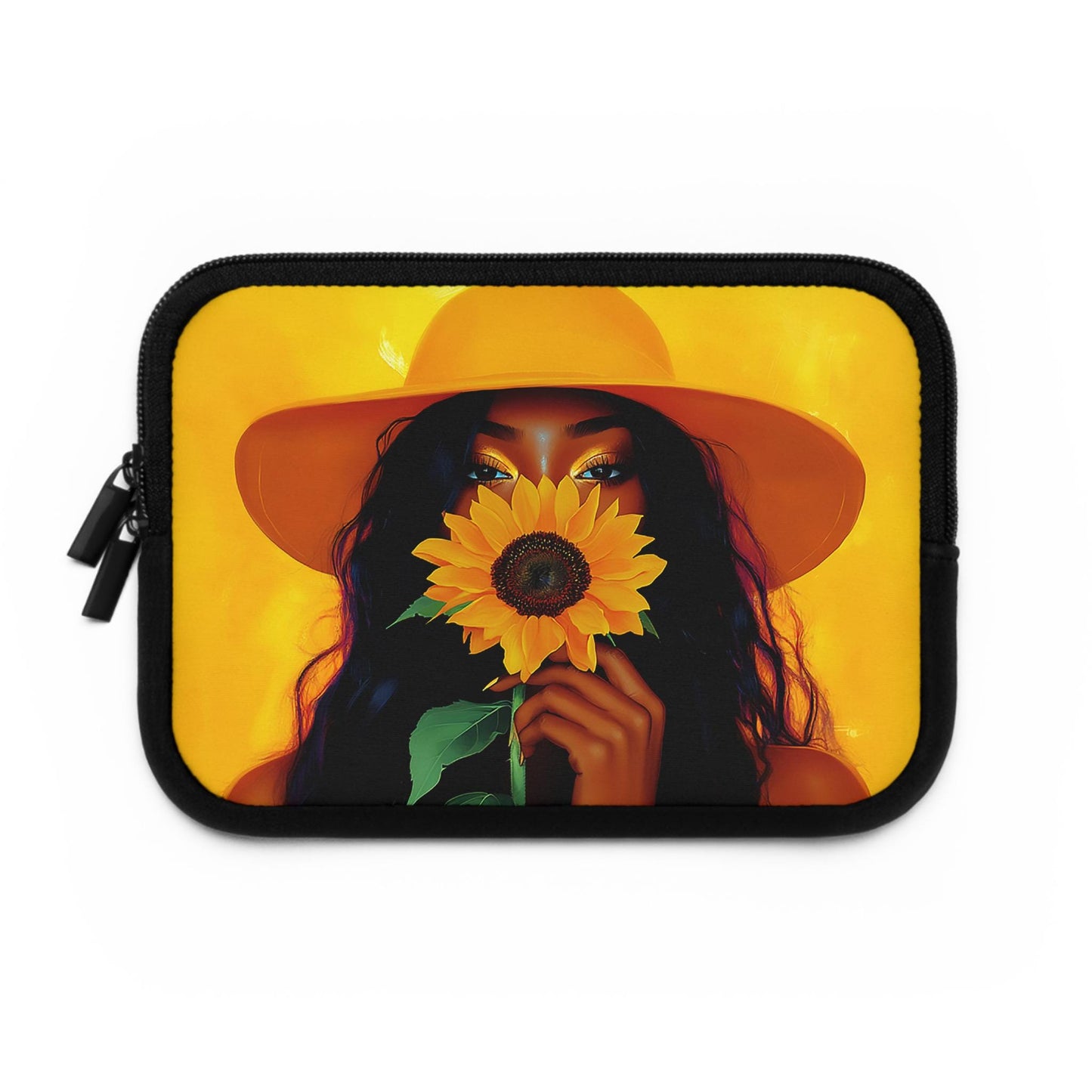 Black Woman Sunflower Laptop Sleeve: African American Tech Accessory