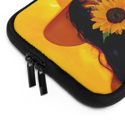 Black Woman Sunflower Laptop Sleeve: African American Tech Accessory
