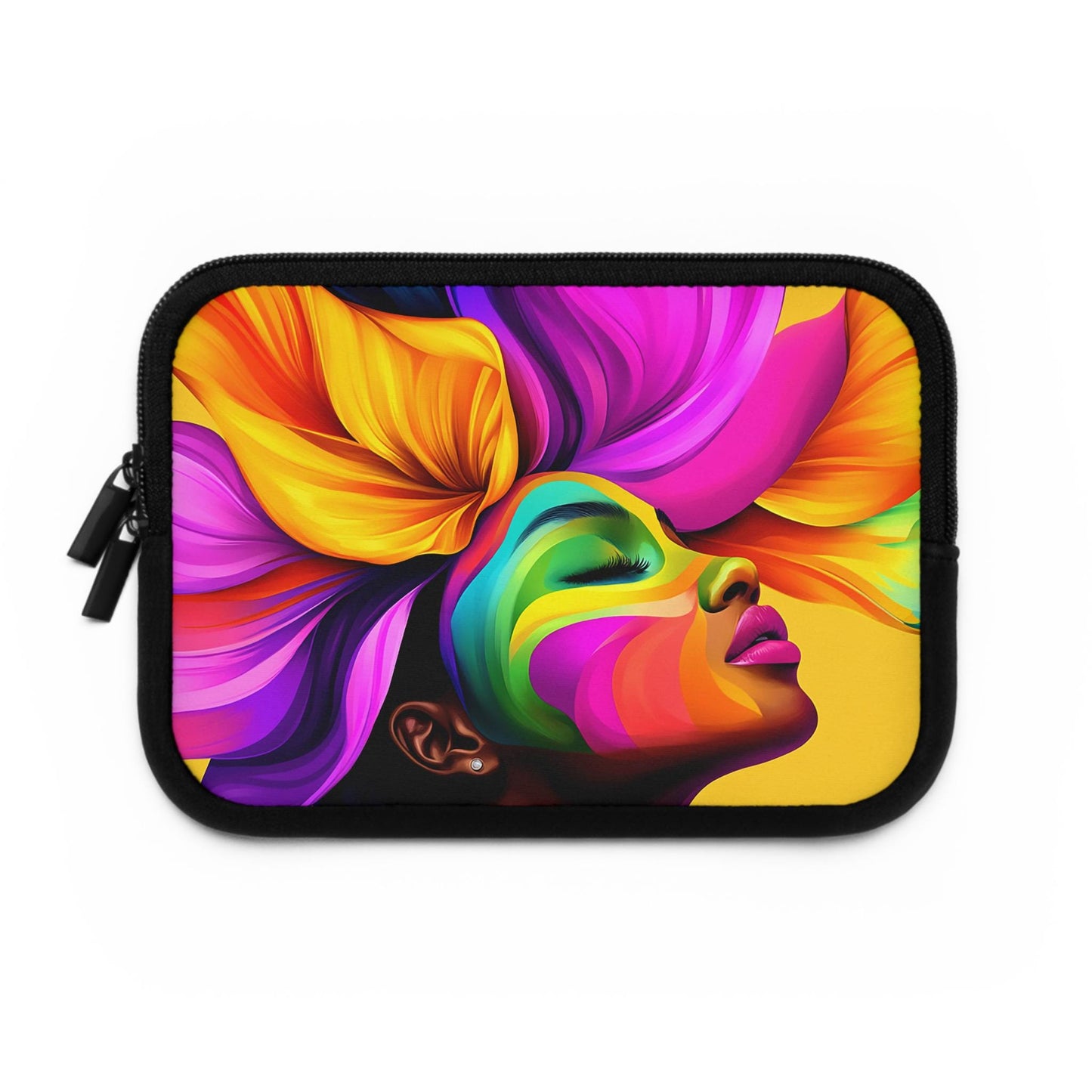 Black Girl Colorful Flower Hair Laptop Sleeve: Protective Tech Cover