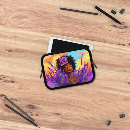 Lavender Flowers African American Laptop Sleeve: Protective Computer Bag