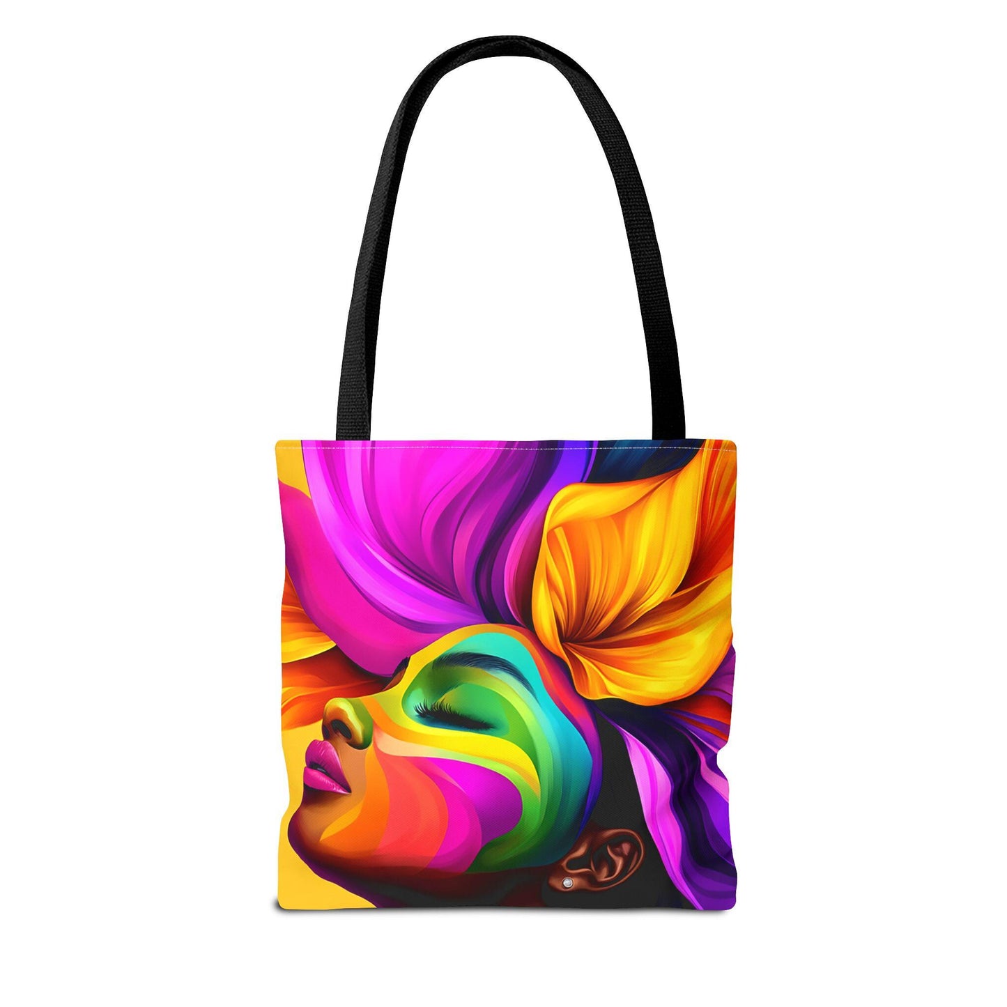 Black Girl Colorful Floral Hair Tote Bag: Afrocentric Design