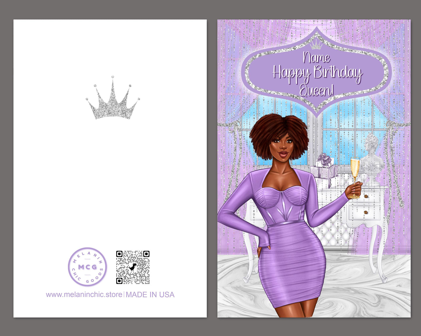 Personalized Birthday Card for Black Women: Melanin Queen