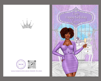 Personalized Birthday Card for Black Women: Melanin Queen