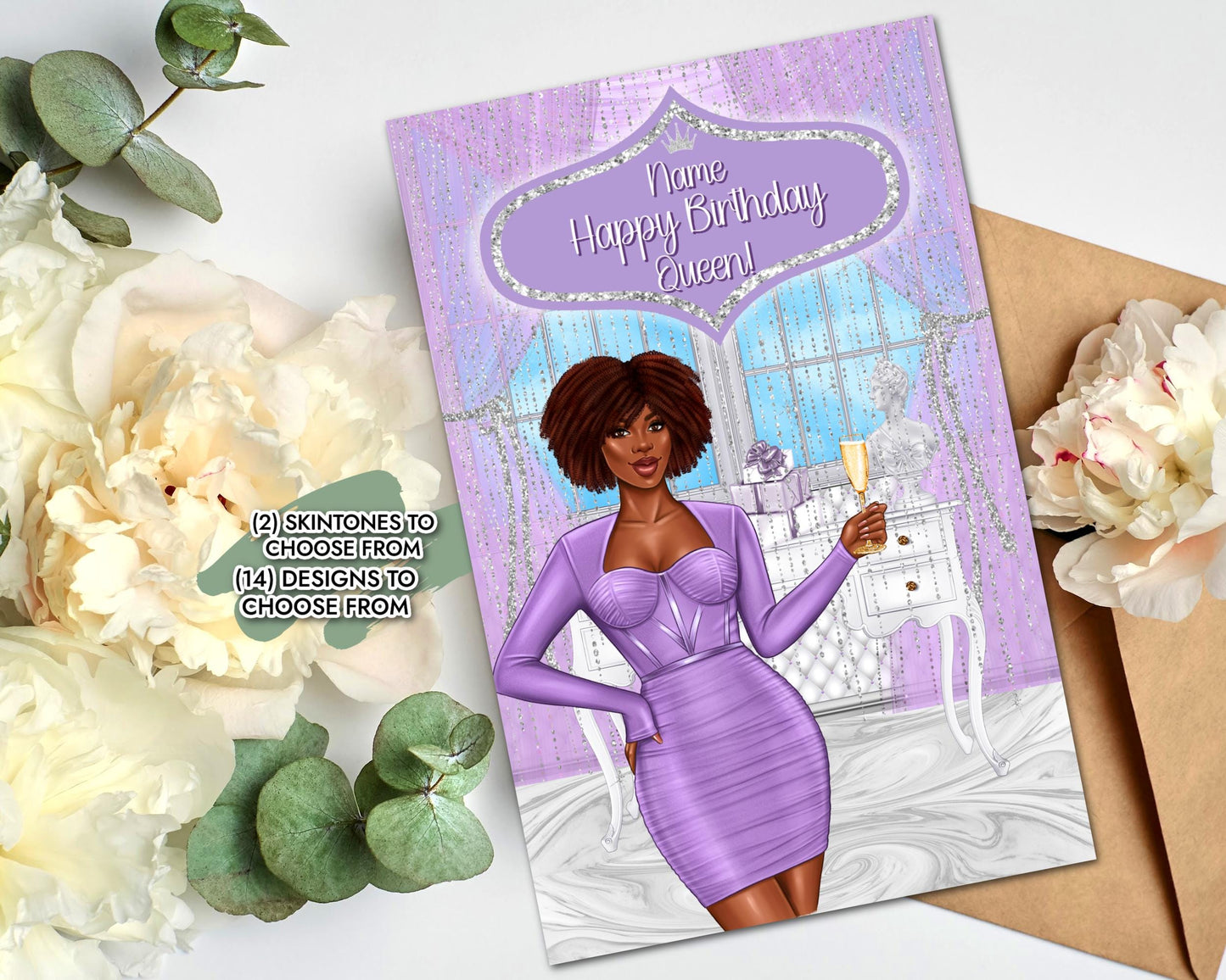 Personalized Birthday Card for Black Women: Melanin Queen