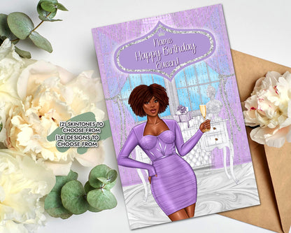 Personalized Birthday Card for Black Women: Melanin Queen
