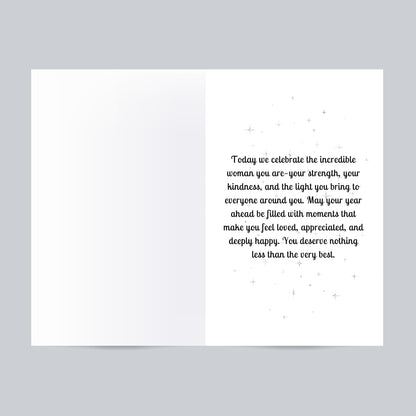 Personalized Black Birthday Card: African American Woman, Add Age