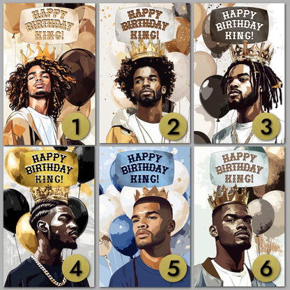 Happy Birthday King Card: Melanin Black Men Greeting Card