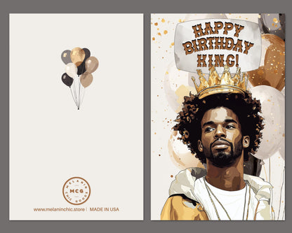 Happy Birthday King Card: Melanin Black Men Greeting Card