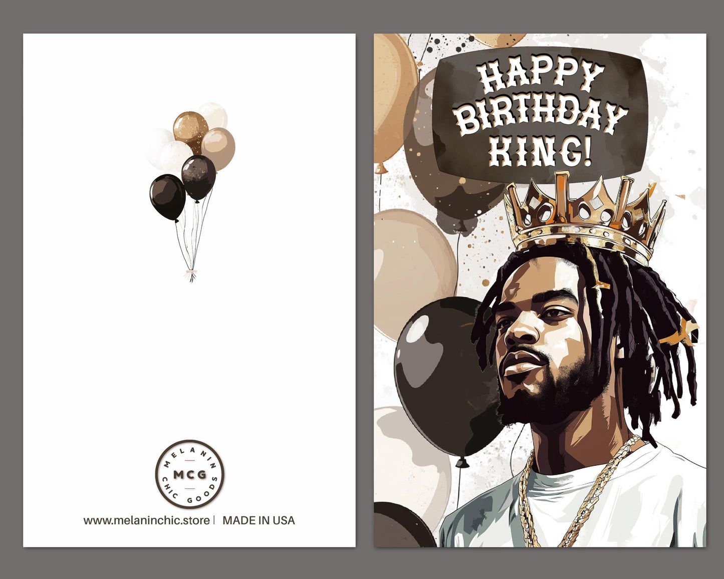 Happy Birthday King Card: Melanin Black Men Greeting Card