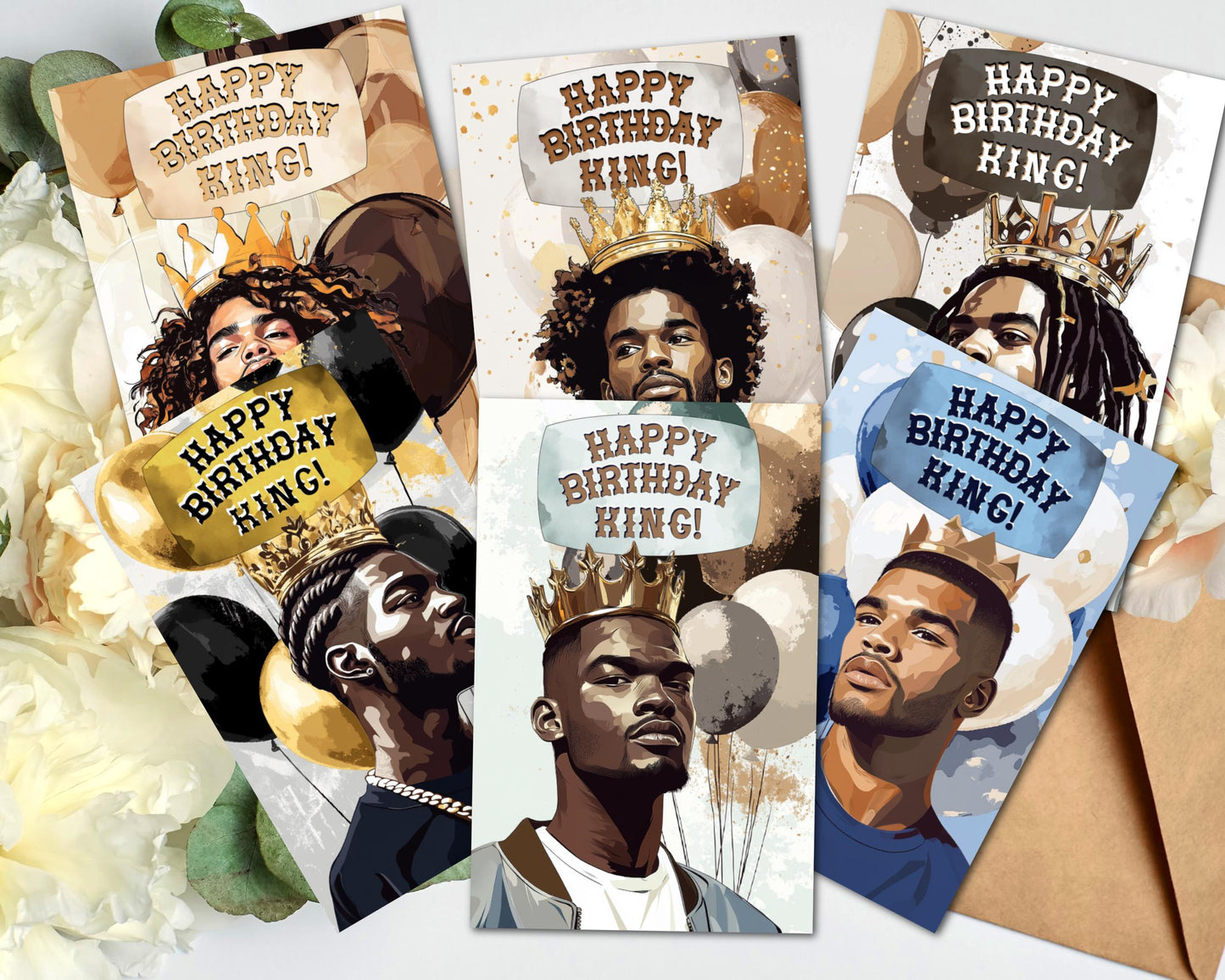 Happy Birthday King Card: Melanin Black Men Greeting Card