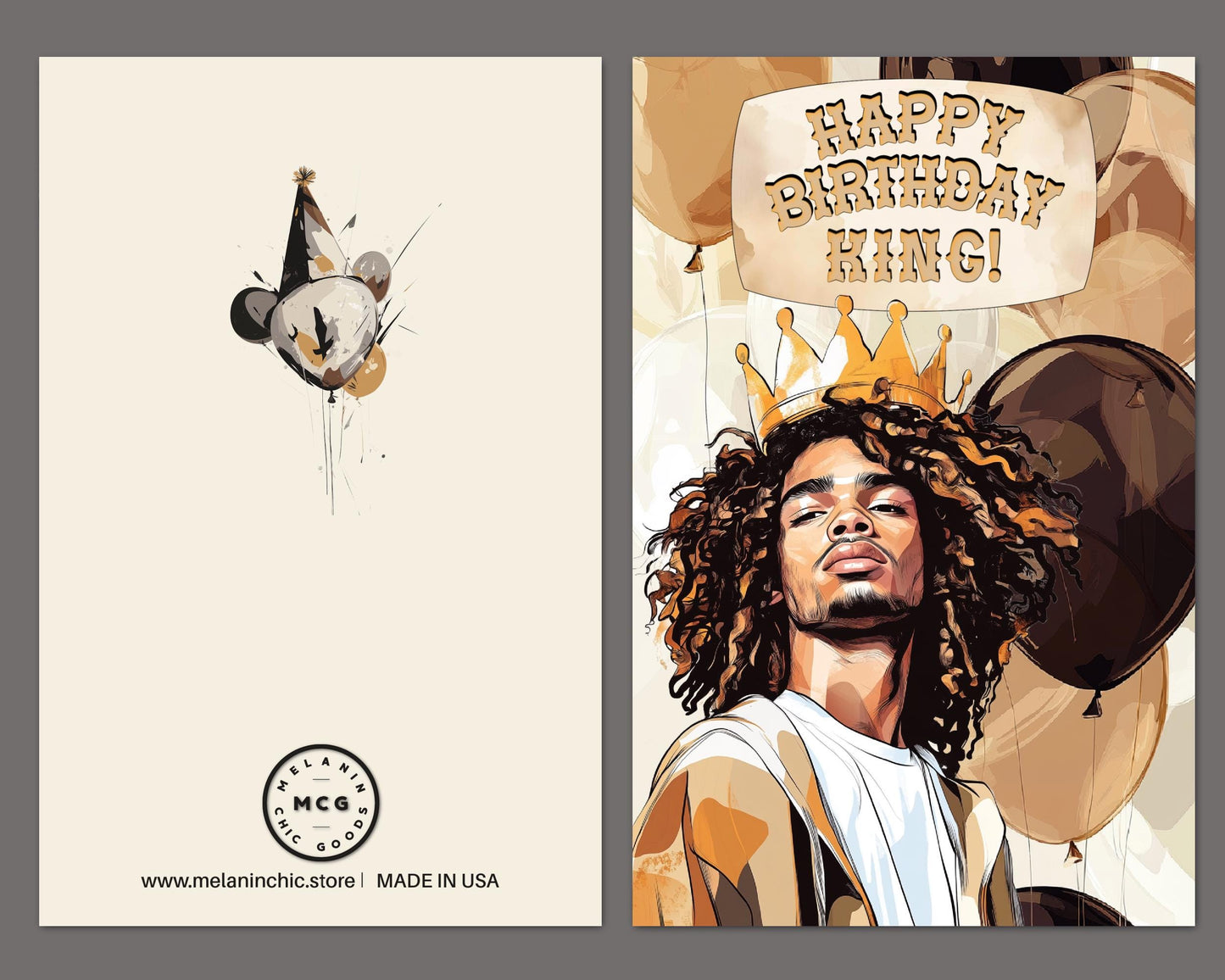 Happy Birthday King Card: Melanin Black Men Greeting Card