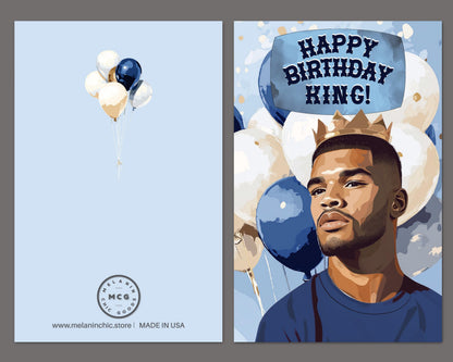 Happy Birthday King Card: Melanin Black Men Greeting Card
