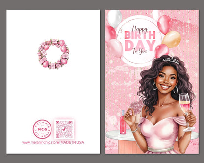 Melanin Happy Birthday Greeting Card: Black Woman Card