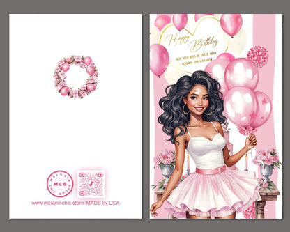 Melanin Birthday Greeting Card: Black Woman Celebration