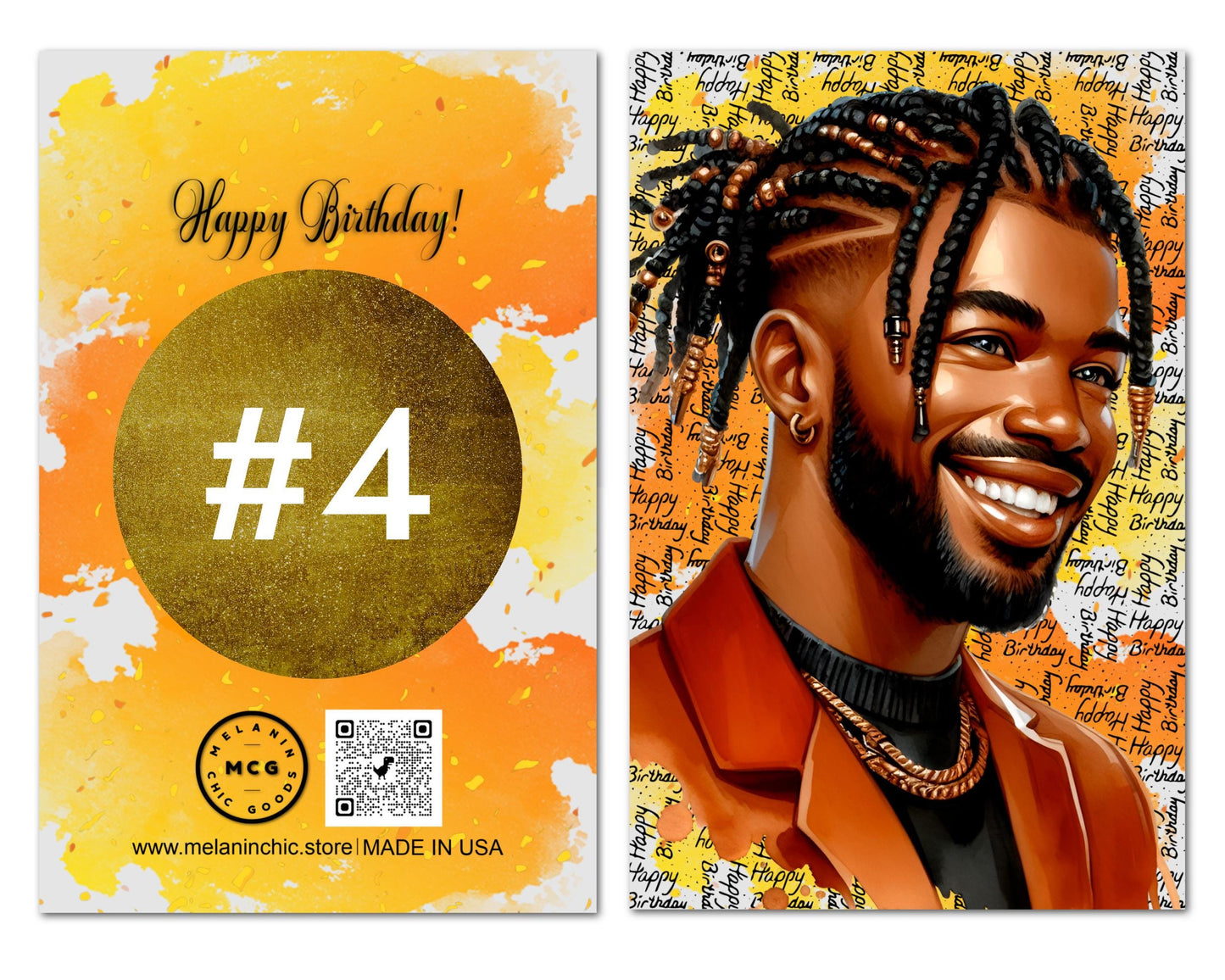Black Melanin Happy Birthday Card for African American Men