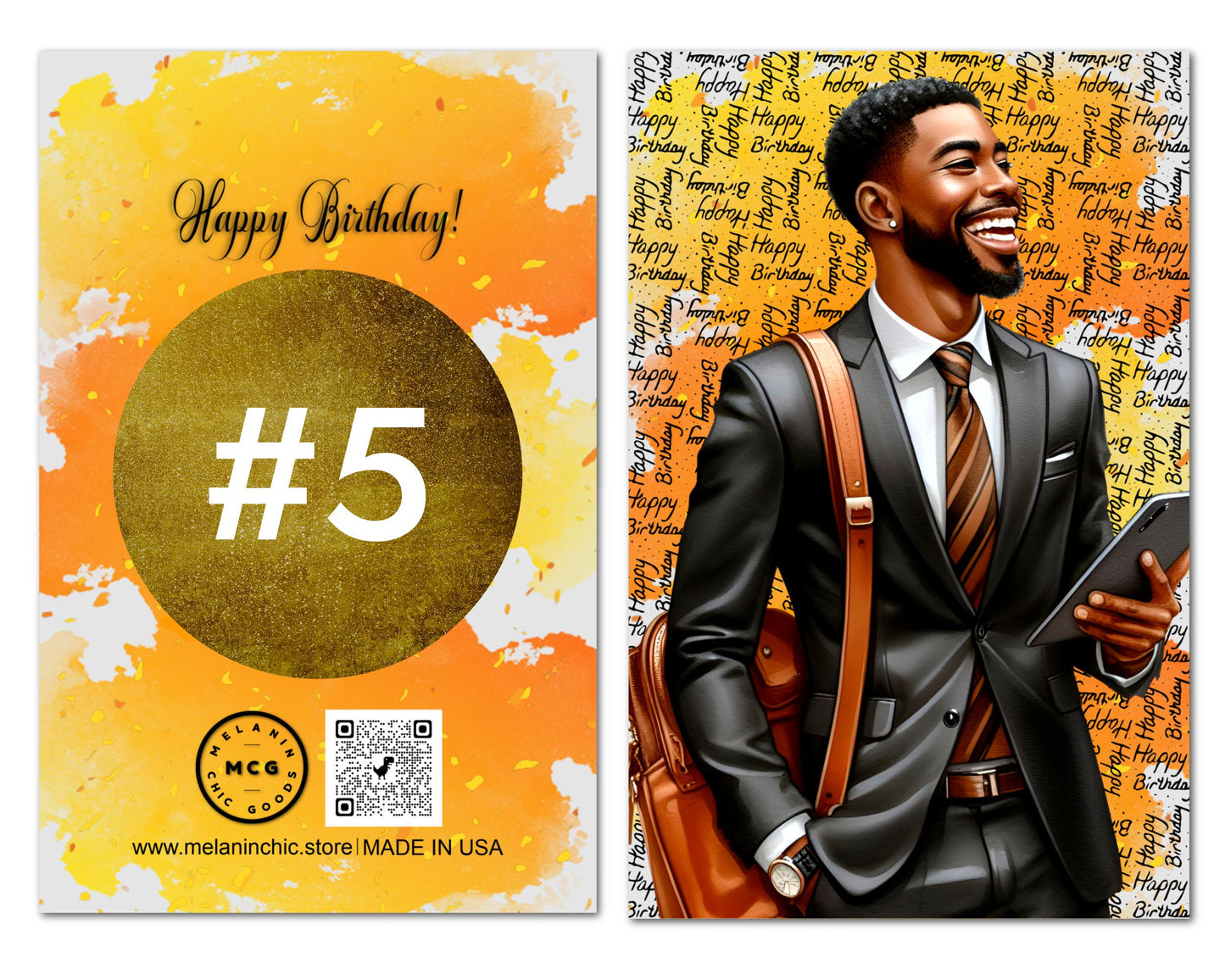 Black Melanin Happy Birthday Card for African American Men