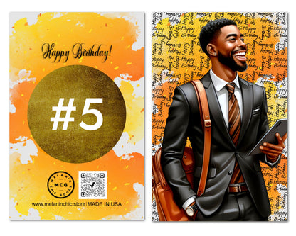 Black Melanin Happy Birthday Card for African American Men