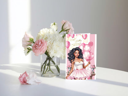 Melanin Birthday Greeting Card: Black Woman Celebration