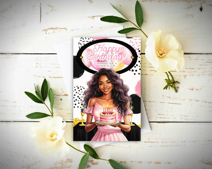 Black Woman Birthday Card: Melanin Greeting Card
