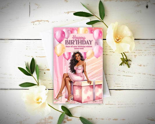 Melanin Happy Birthday Greeting Card for Black Women