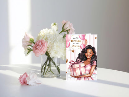 Black Woman Birthday Card: Melanin Greeting Card