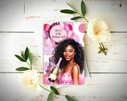 Black Greeting Cards: Happy Birthday, Melanin Women (5.5x8.5)