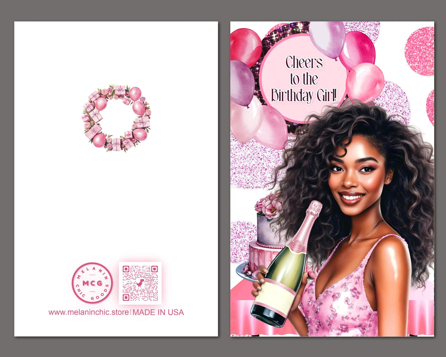 Black Greeting Cards: Happy Birthday, Melanin Women (5.5x8.5)