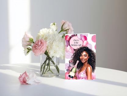 Black Greeting Cards: Happy Birthday, Melanin Women (5.5x8.5)