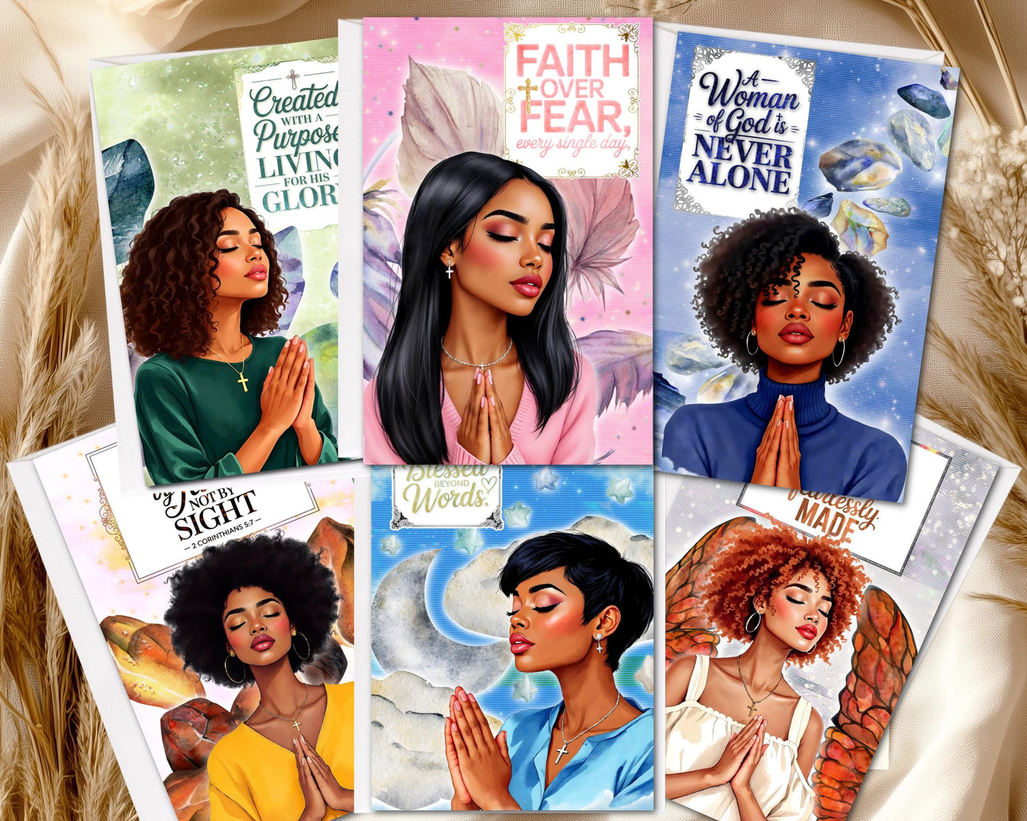 Black Women Spiritual Greeting Cards - Melanin Faith Cards - 6 PACK