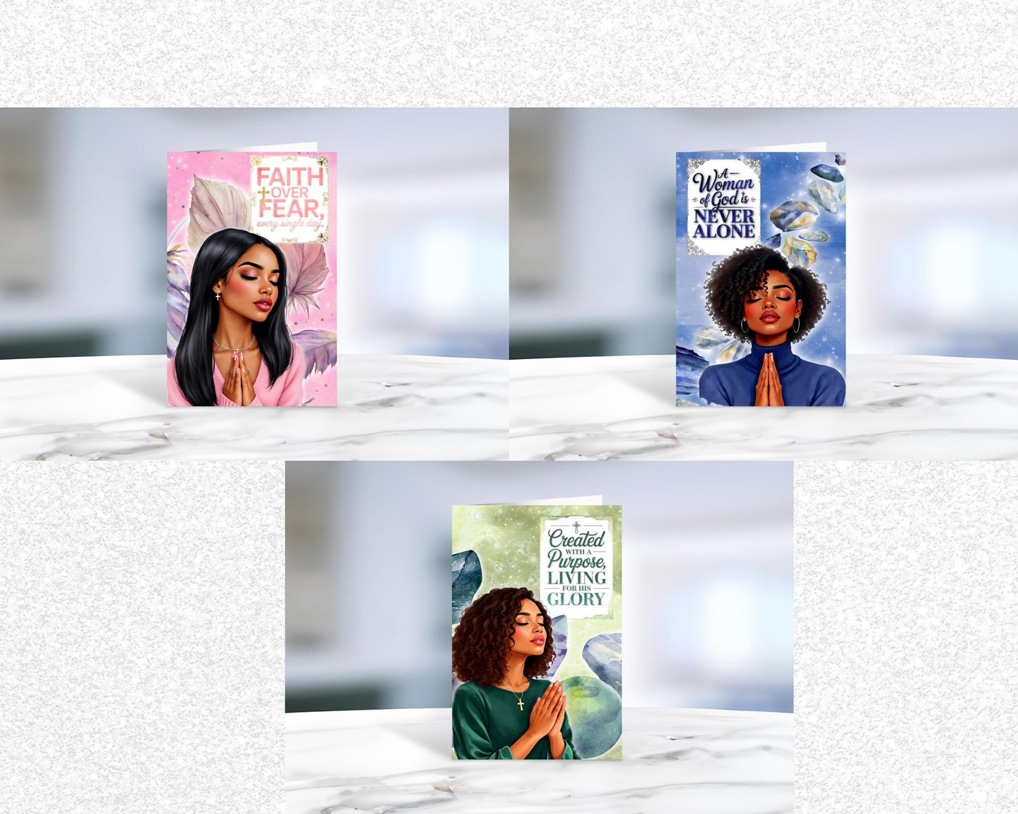 Black Women Spiritual Greeting Cards - Melanin Faith Cards - 6 PACK