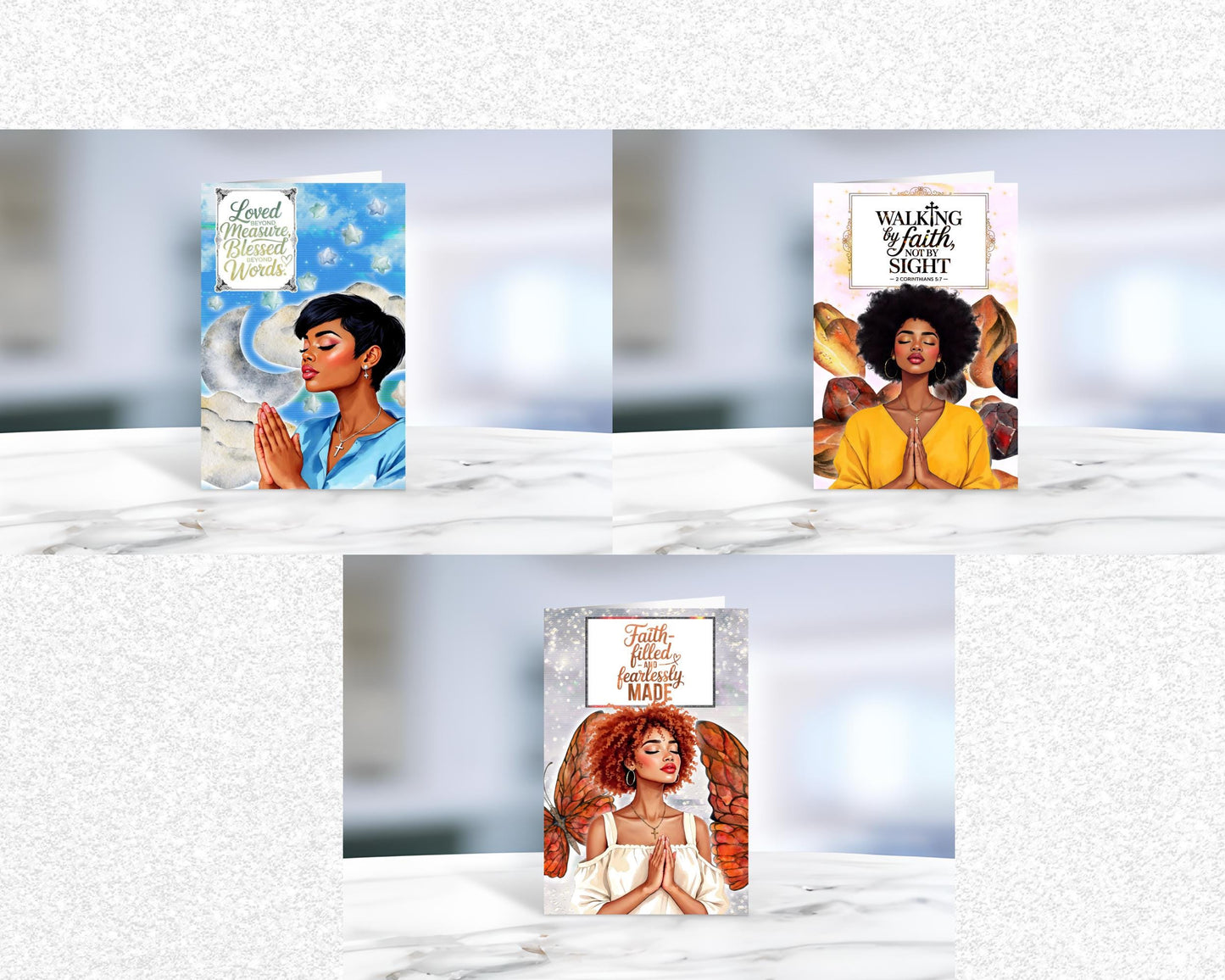 Black Women Spiritual Greeting Cards - Melanin Faith Cards - 6 PACK