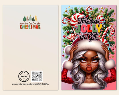 Funny Black Girl Christmas Cards: African American Holiday Greeting Cards (6 Count)