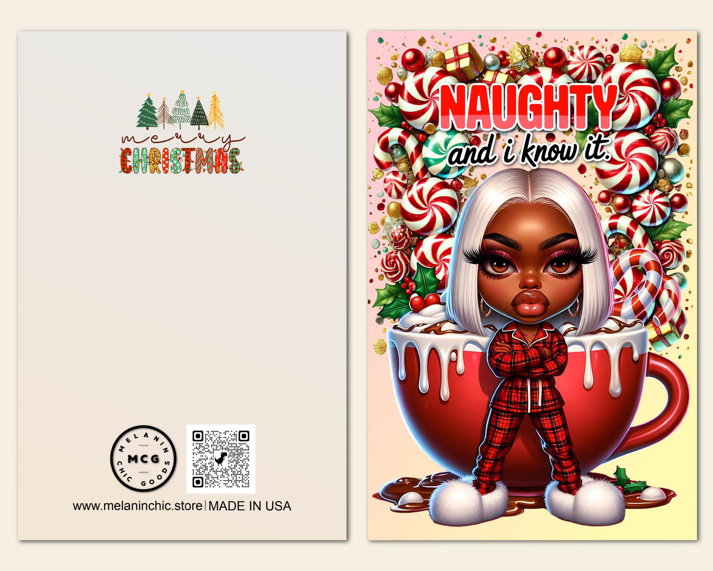 Funny Black Girl Christmas Cards: African American Holiday Greeting Cards (6 Count)