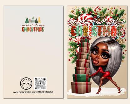 Funny Black Girl Christmas Cards: African American Holiday Greeting Cards (6 Count)