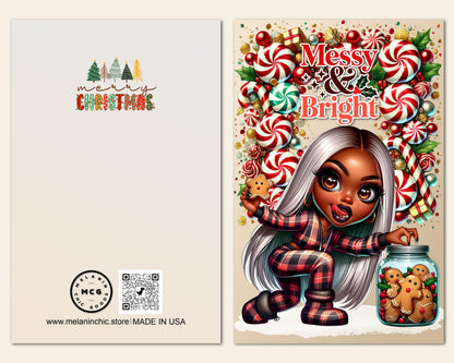 Funny Black Girl Christmas Cards: African American Holiday Greeting Cards (6 Count)