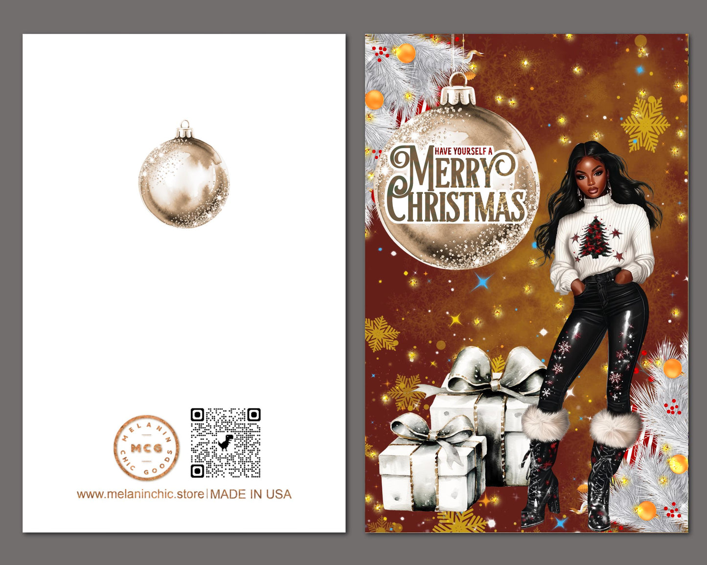Black Christmas Cards: African American Holiday Greeting Cards (6 Count)