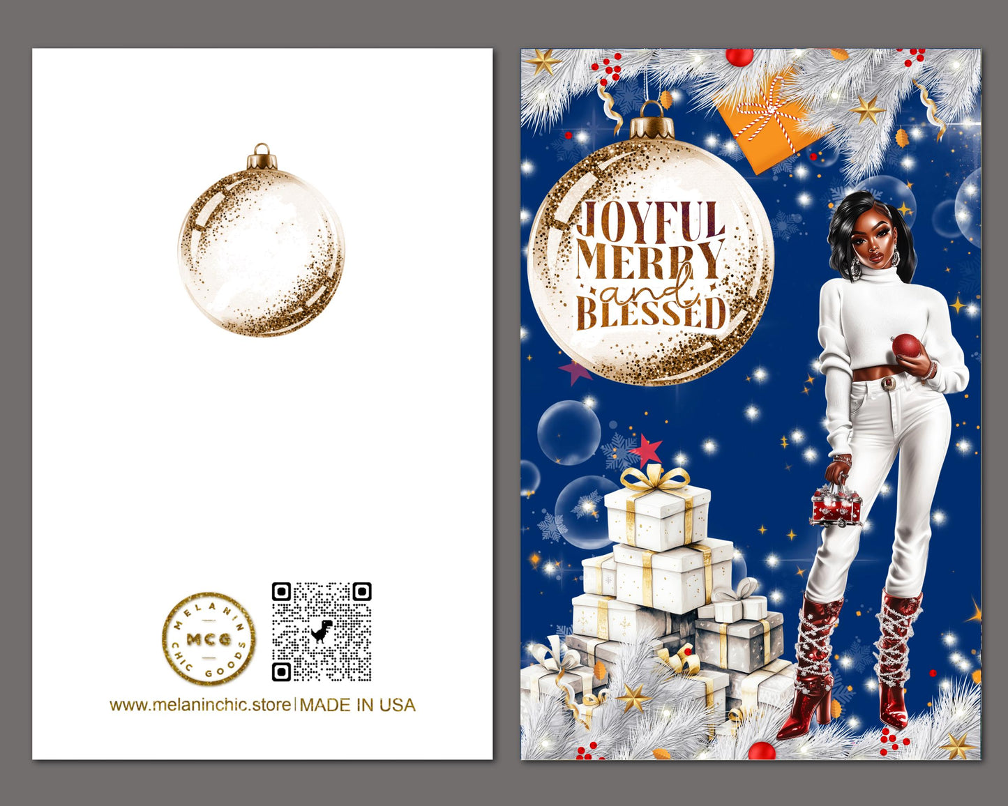 Black Christmas Cards: African American Holiday Greeting Cards (6 Count)