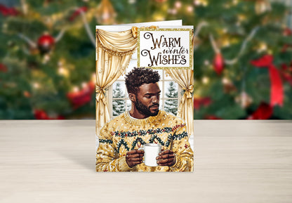 Melanin Christmas Greeting Card: Black Man Holiday Card