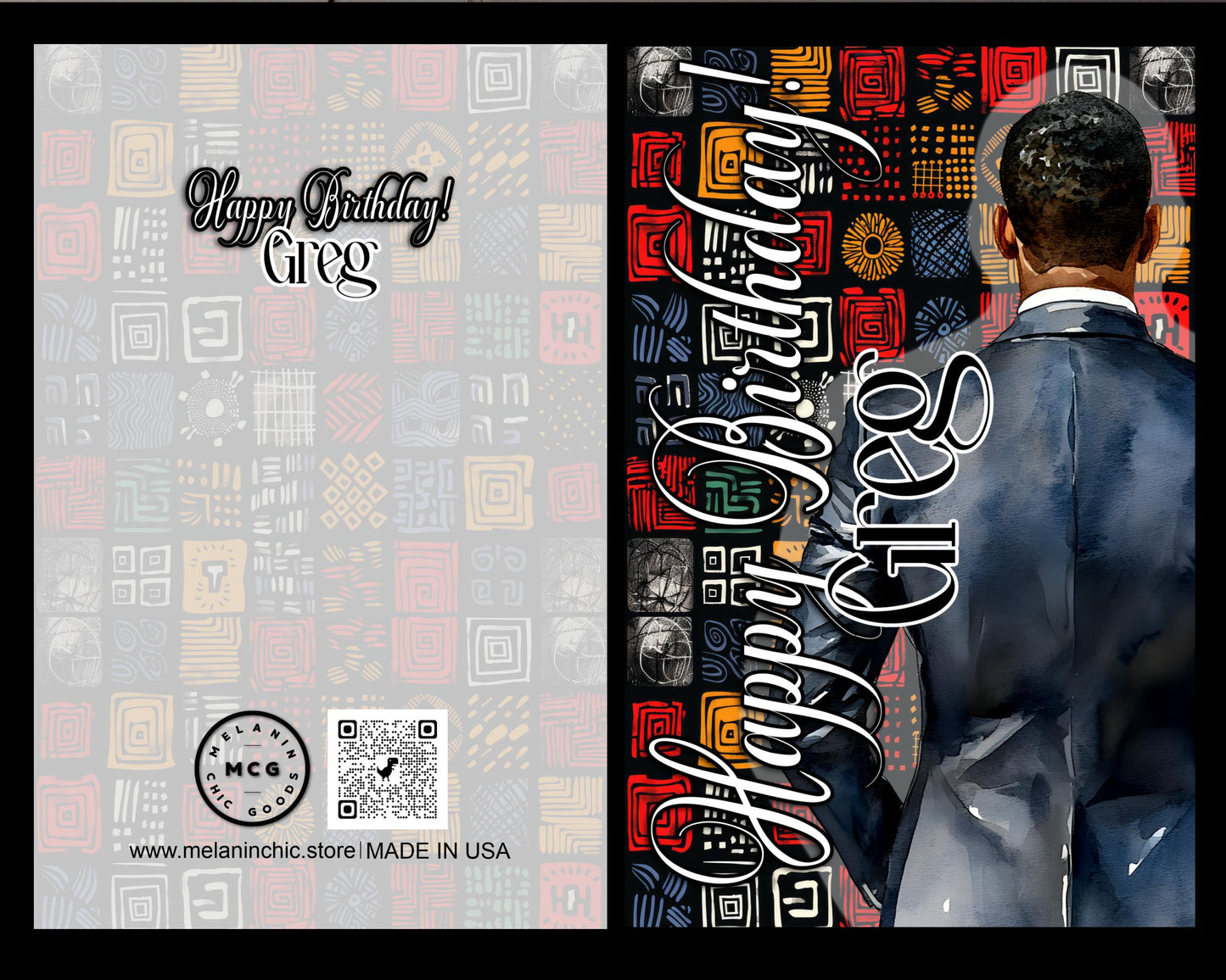 Personalized Black Men's Birthday Card: African American Greeting Card