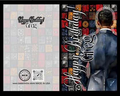 Personalized Black Men's Birthday Card: African American Greeting Card