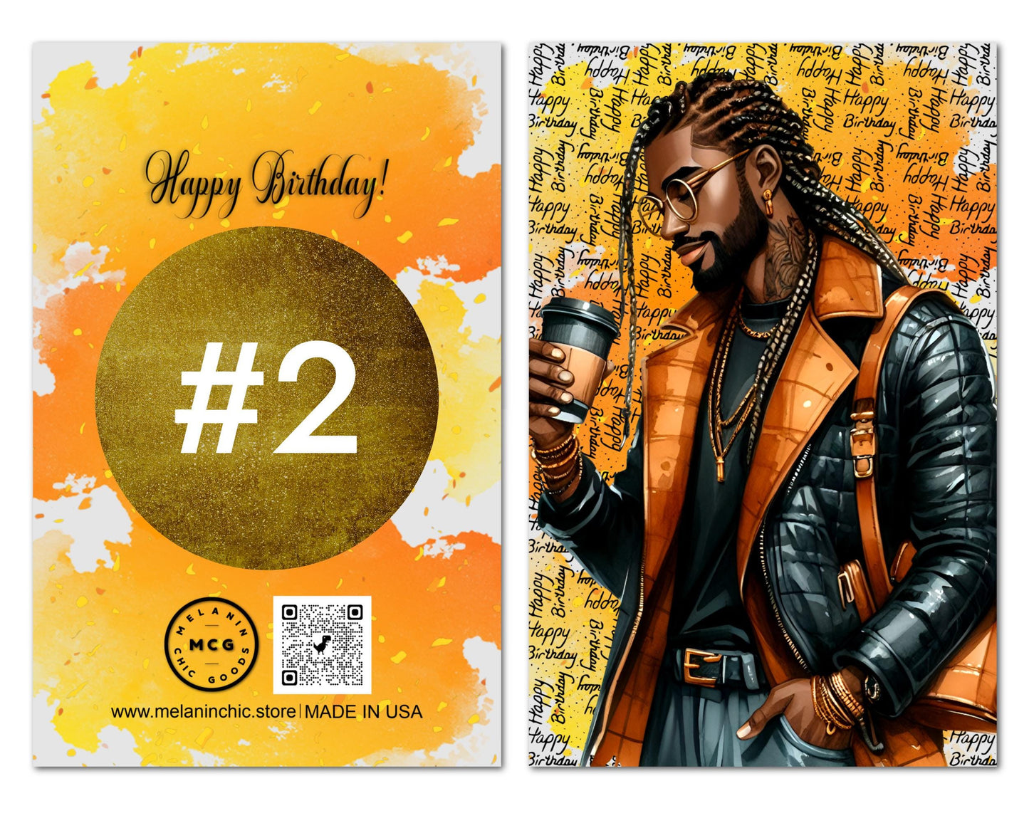 Black Melanin Happy Birthday Card for African American Men