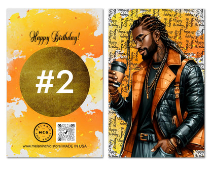Black Melanin Happy Birthday Card for African American Men