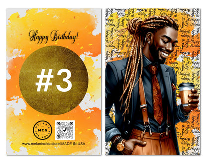 Black Melanin Happy Birthday Card for African American Men