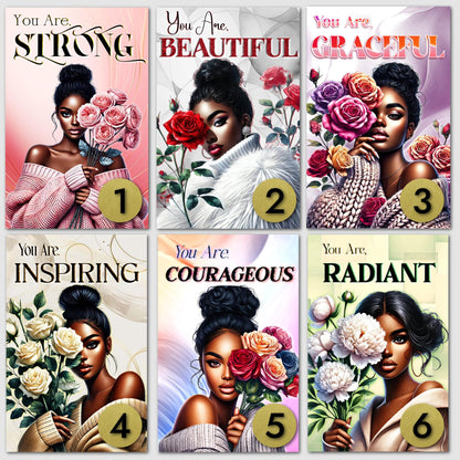Black Women Inspirational Greeting Cards - Melanin Empowering Cards - 6 Count