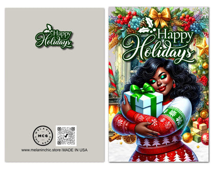 Black Woman Christmas Card: Melanin Holiday Greeting Card