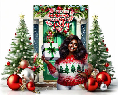 Black Woman Christmas Card: Melanin Holiday Greeting Card